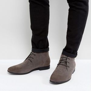 ASOS Wide Fit chukka boots / gray faux suede